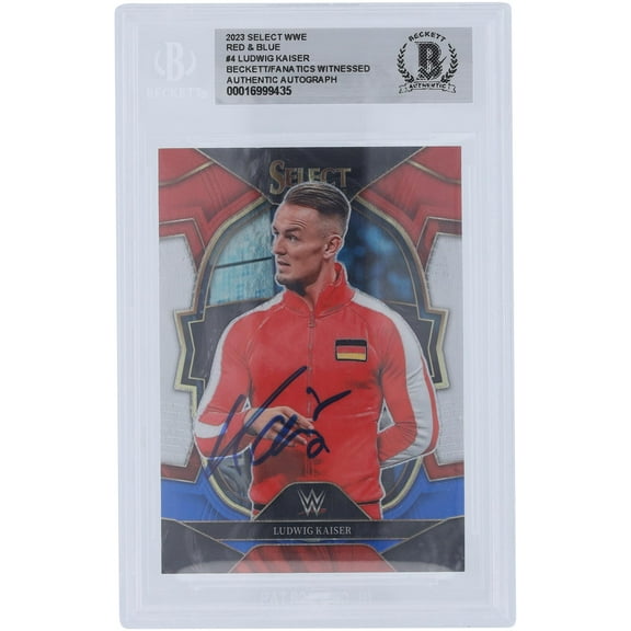 Ludwig Kaiser WWE Autographed 2023 Panini Select Red & Blue #4 Beckett Fanatics Witnessed Authenticated Card - Fanatics Authentic Certified