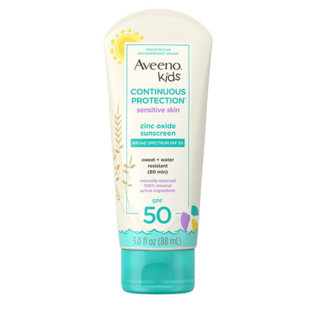 Aveeno Kids Continuous Protection Zinc Oxide Mineral Sunscreen, SPF