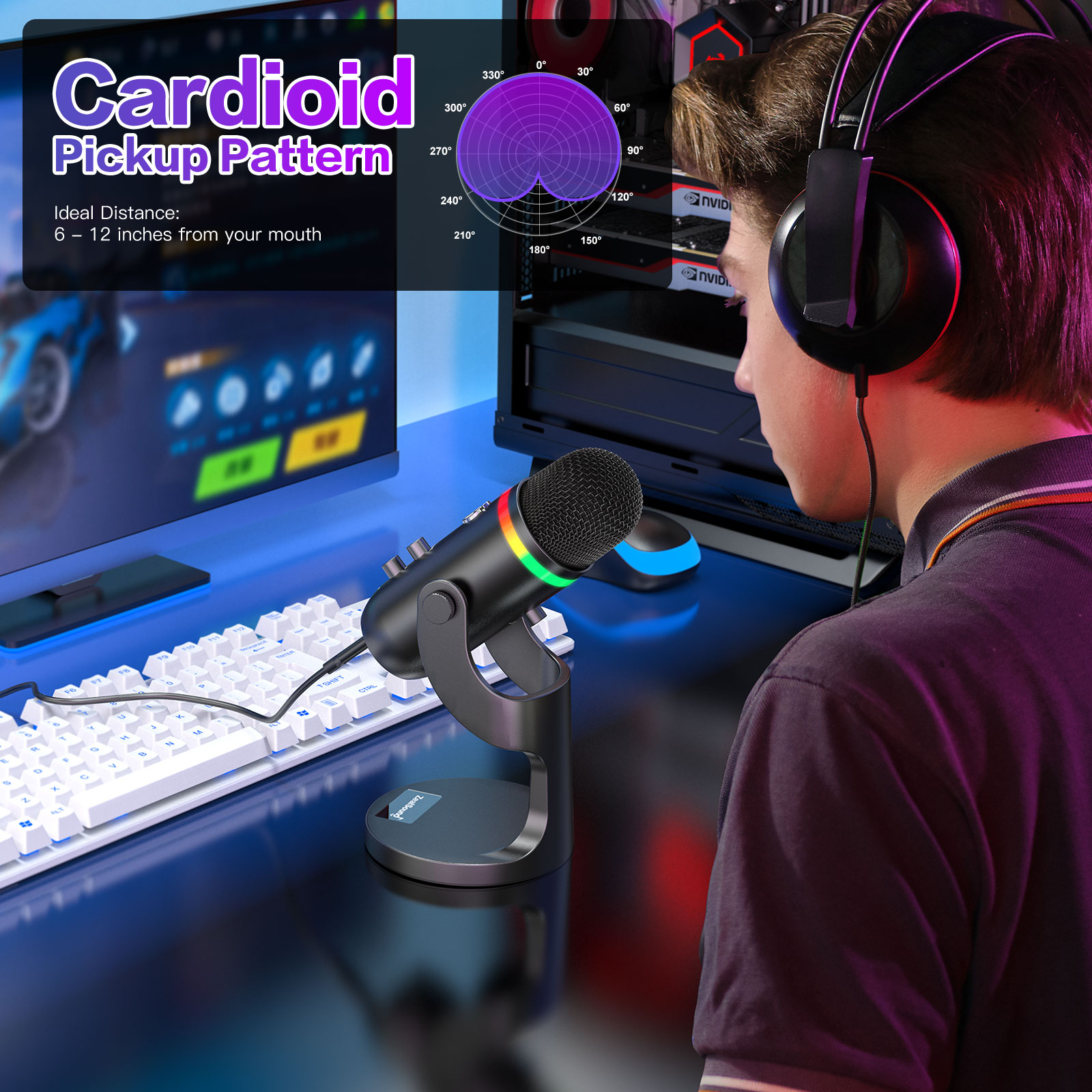 ZealSound K66 Pro USB Podcast Microphone with RGB Lighting photo 2