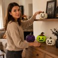 thumbnail image 4 of Mskk Wooden Pumpkin Tabletop Ornaments 5 Inch, Halloween Multiple Color 2D Pumpkins Decor Indoor for Mantel Shelf Farmhouse Indoor Home Party Display, 4 of 7