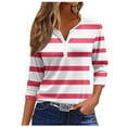 thumbnail image 1 of T-shirts à Manches 3/4 pour Femmes, Col Décontracté, T-Shirt, Dames, Imprimé, T-Shirts Quotidiens, Tuniques, Chemisiers, Chandail Handstand, Manches Longues, Rayé, T-Shirts à Manches Courtes, Manches Longues, Femmes Grandes, Chemises à Manches Longues pour Femmes, Femmes, 1 of 4