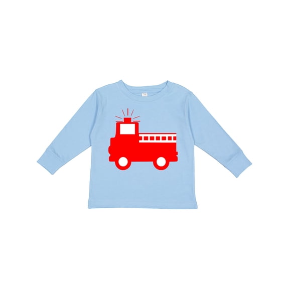 Inktastic Cute Red Firetruck Boys or Girls Long Sleeve Toddler T-Shirt