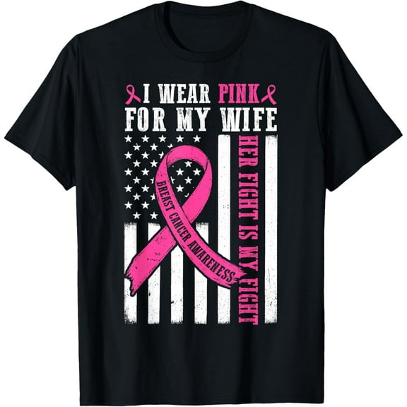 Playful Comfort Tee - I Wear Pink Wife Breast Cancer Her Fight Is My Fight Flag T-Shirt