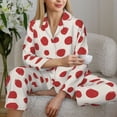 thumbnail image 6 of Vsdgher Abstract Red Polka Dot Pajamas Set Long Sleeve Sleepwear Womens Button Down Nightwear Pj Sets-Small, 6 of 7