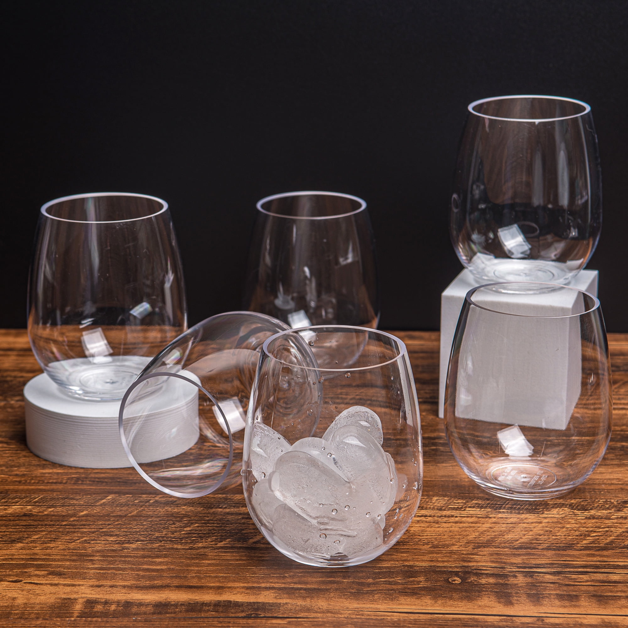KX-WARE Classic Acrylic All-Purpose Wine Glasses, 19-Ounce Plastic Stem Wine Glasses, Set of 8 Clear