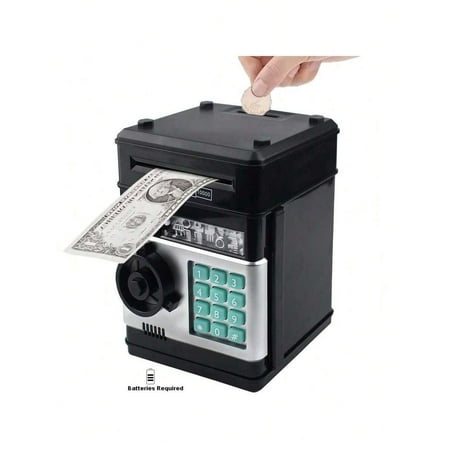 Electronic Piggy Bank ATM for Kids, Mini ATM Machine with Password Code Lock and Automatic Scroll, Money Safe Savings Bank for Boys and Girls Ages 3-12