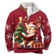 thumbnail image 1 of Sudadera sin capucha para hombre, de invierno, con cuello alto, cremallera, estampado navideño, jersey de manga larga, sudadera con capucha, blusa de poliéster para hombre, 1 of 3
