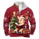 thumbnail image 1 of Sudadera sin capucha para hombre, de invierno, con cuello alto, cremallera, estampado navideño, jersey de manga larga, sudadera con capucha, blusa de poliéster para hombre, 1 of 3