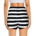 thumbnail image 4 of Xecao's Black And White Stripes for a double-layer running short for women, perfect for gym, tennis, and more, featuring a convenient pocket., 4 of 9