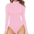thumbnail image 1 of Gibobby Monos de Moda Mono de manga larga con cuello redondo y cuello redondo para mujer, mono Sexy con camisa de fondo(Rosa， XL), 1 of 4