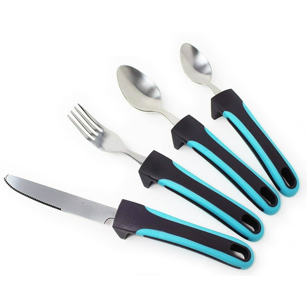 BodyHealt 4pcs Easy Grip Utensils Set Weighted Flatware for Elderly
