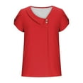 thumbnail image 6 of CQONEPT Women Blouse Tops Short Sleeved Shirts Casual Asymmetric Loose Tunic Tee Summer Trendy Tee Red XL, 6 of 7