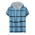 thumbnail image 1 of FAIWAD Men's Short Sleeve Hoodies Sweatshirt Striped Print Drawstring Athletic Lightweight Hoodies Tops, 1 of 4