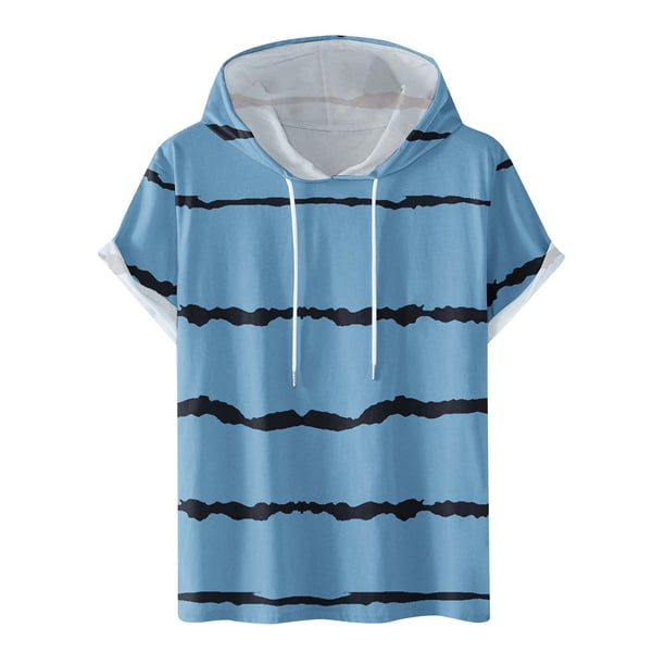 Pantalones Cortos Casuales para Hombre Impresión Digital Pullover Camiseta con Capucha Deportiva de Fitness, Blusa de Cuello Redondo de Poliéster para Al Aire Libre, Diaria Y Toda la Temporada
