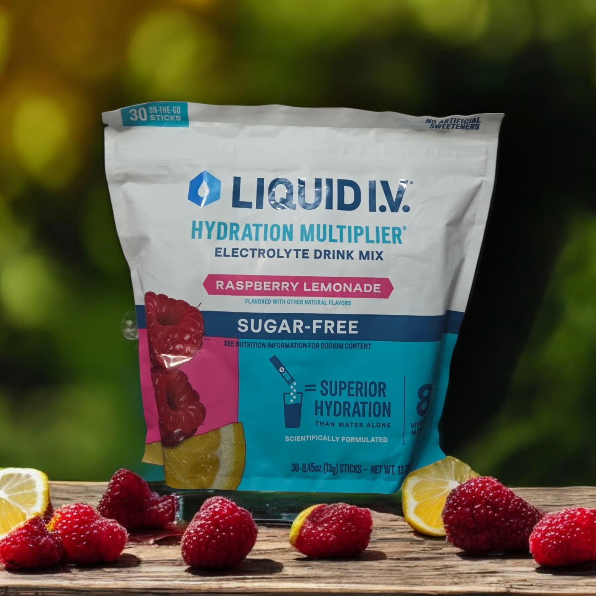 Liquid I.V. Hydration Multiplier + Energy Drink Mix Powder Sticks,Raspberry Lemonade Flavor, 30 Count