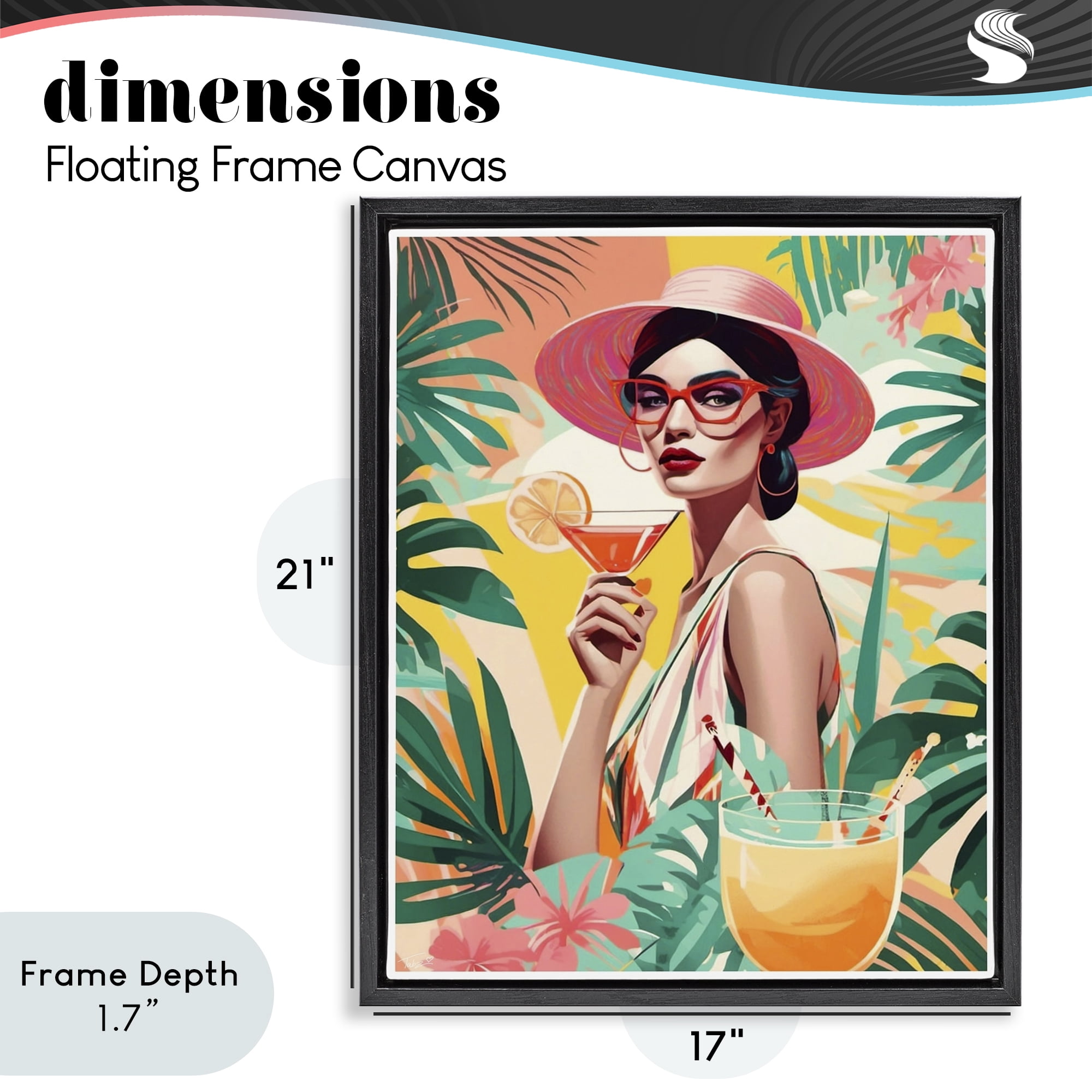 Stupell Industries Exotic Summer Cocktail Black Framed Floater Canvas Wall Art, design by Tabz Jones