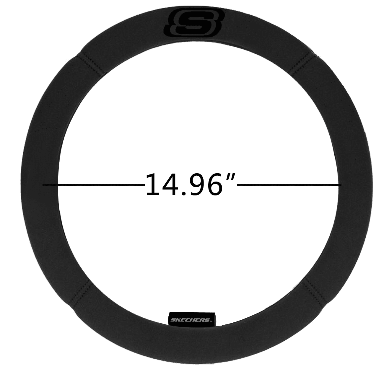 Skechers 1-Piece Car Steering Wheel Cover Memory Foam Polyester Black - Universal Fit, 23SK13