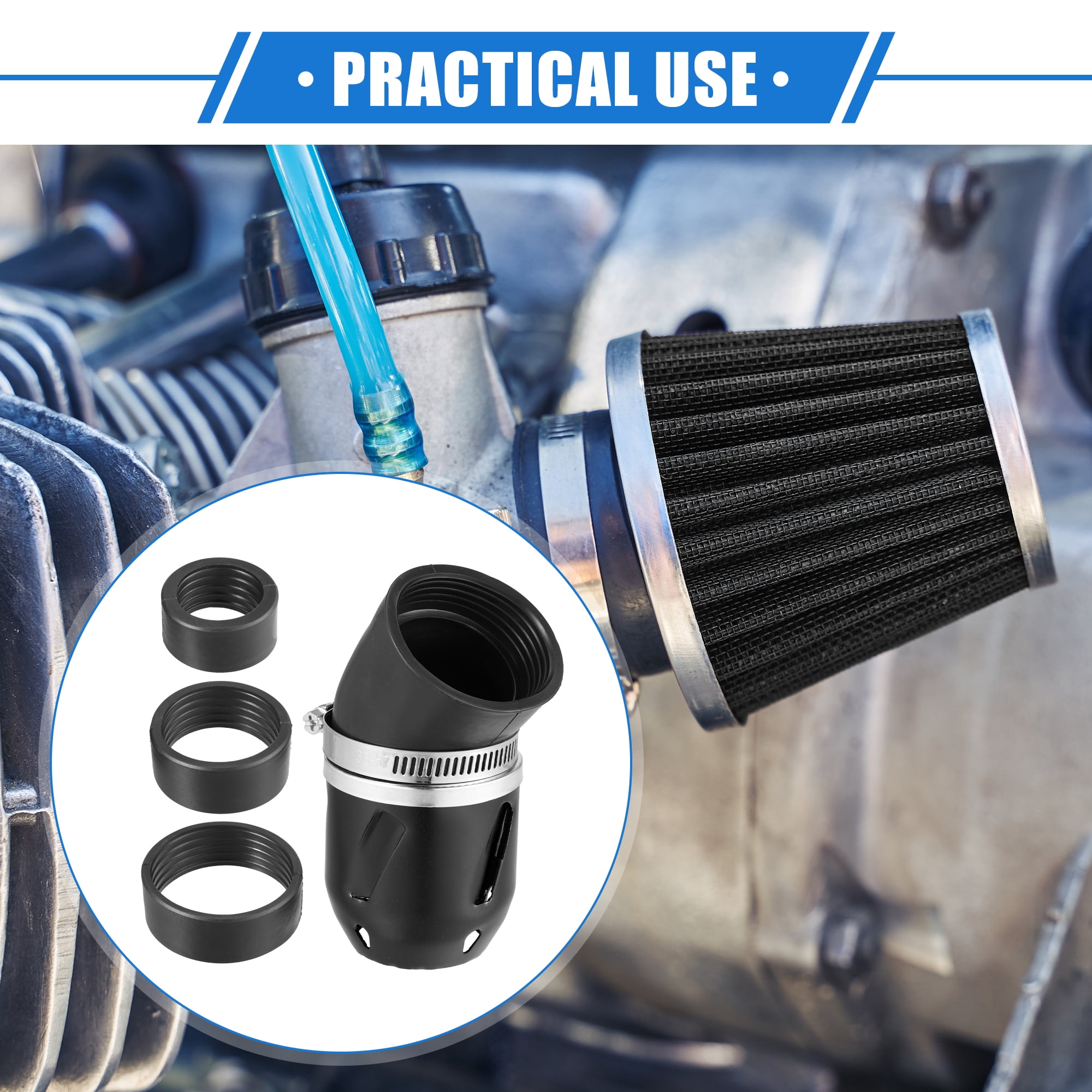 Unique Bargains Universal Motorcycle Air Filter 26/35/42/48mm ID Motorcycle ATV Black