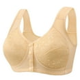 thumbnail image 2 of iHPH7 Womens Bras Front Closure Senior Comfort Bras Front Clasp Bralette Snap Closing Bra Everyday Sleep Bras Front Clasp Daisy Bras for Older Women Wireless Bras Beige 36, 2 of 3