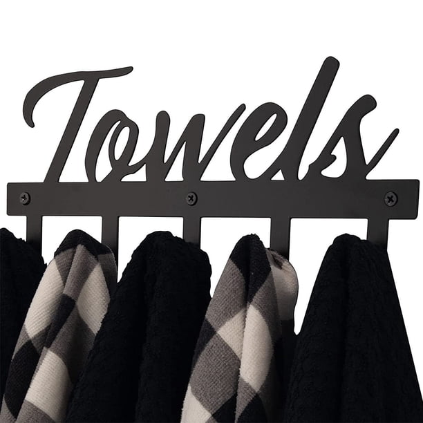 Bewildely RecabLeght toallero estante negro colgador montado en la pared estante accesorios de baño Metal barra de cocina gancho de almacenamiento Juegos de accesorios de baño Bewildely HA006468-00B