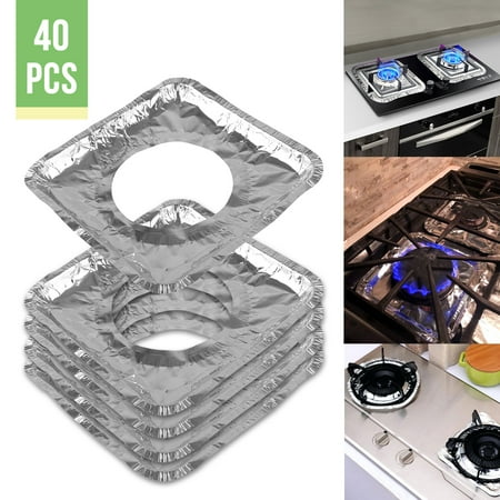 Gas Stove Burner Covers 40 Pack Disposable Aluminum Foil Gas