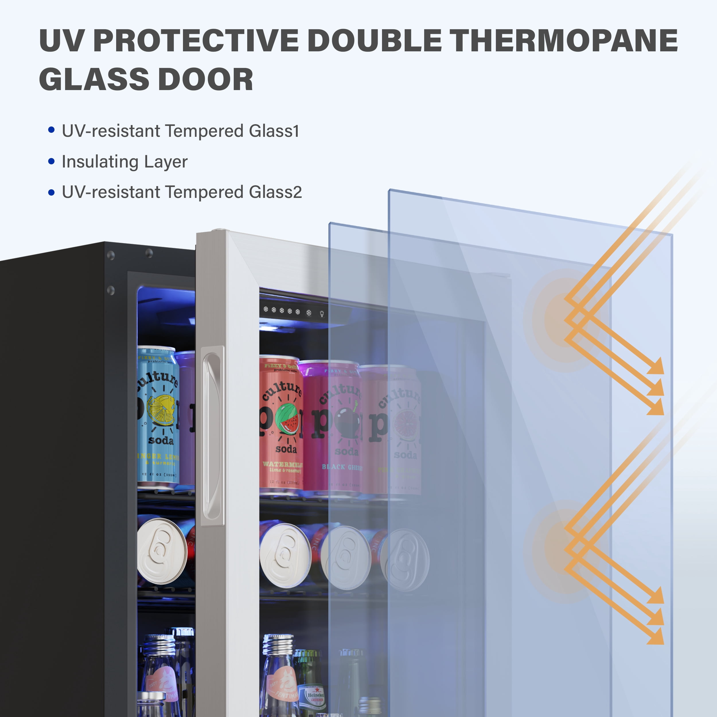 Yeego Beverage Cooler, Freestanding Beverage Refrigerator with Glass Door, 190-242 Can, 2Pack
