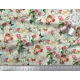thumbnail image 2 of Soimoi Gray Modal Satin Fabric Cat,Insect & Rose Buds Flower Decor Fabric Printed BTY 42 Inch Wide, 2 of 3