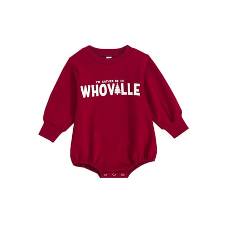 

Arvbitana 0-24 Months Baby Girls Boys Romper Crewneck Sweatshirt Cute Letter Print Long Sleeve Bodysuit