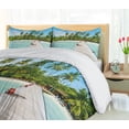 thumbnail image 5 of Ambesonne Tropical Duvet Cover Sets, Maldives Island Beach, 2-King, Fern Green Turquoise, 5 of 7