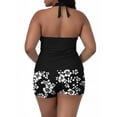 thumbnail image 6 of gakvbuo Tankini Swimsuits For Women With Boyshorts Swimwear Two Piece Bathing Suits Women's Plus Size Casual Solid Color Split Back Strappy Adjustable Top With Built-in Bralette Swimwear Set, 6 of 7