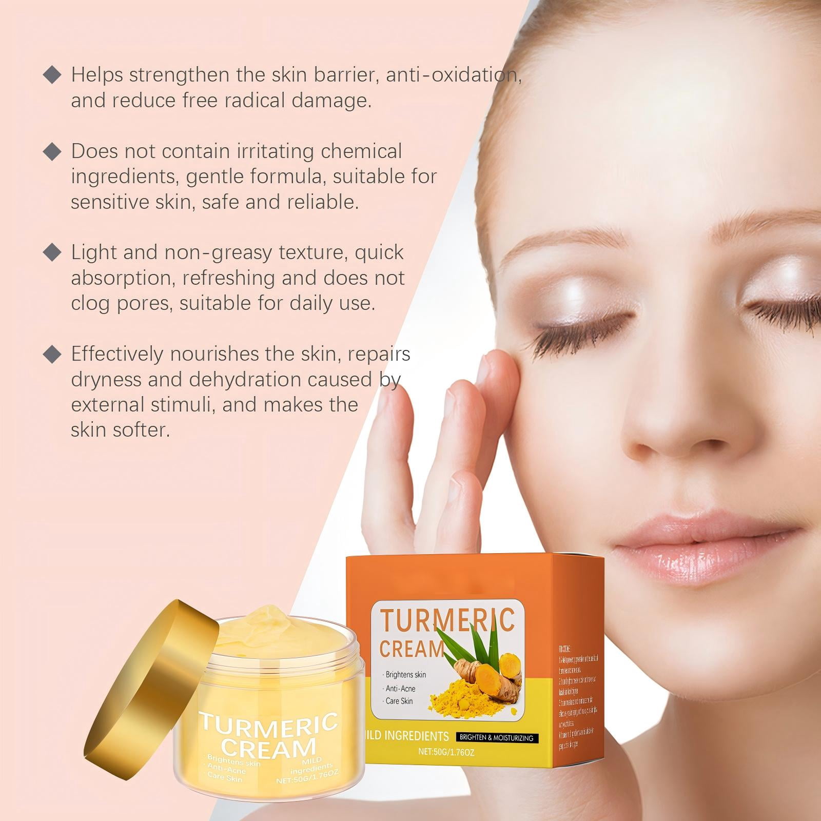 Alvantor Turmeric Moisturizer Face Cream, 1.76oz, Brightening & Soothing for All Skin Types