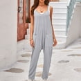 thumbnail image 4 of Gaecuw Jumpsuits for Women Dressy Sleeveless Cold Shoulder Spaghetti Strap Overall with Pockets V Neck Band Collar Solid Onesie One Piece Outfits Casual Pants Wide Leg Summer Romper Calf Length, 4 of 9