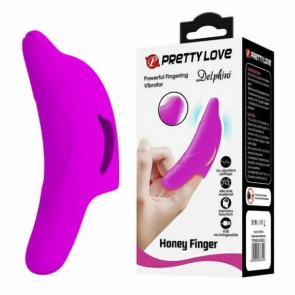 Pretty Love Delphini Dolphin Vibrating Finger Vibe with Velvet-Smooth Pink 1 Count