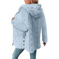 thumbnail image 4 of Women's Fashionable Solid Color Long Sleeved Loose Hooded Zipper Down Plush Jacket, Embroidered Design for Cozy and Chic Look,Light Blue,L, 4 of 5