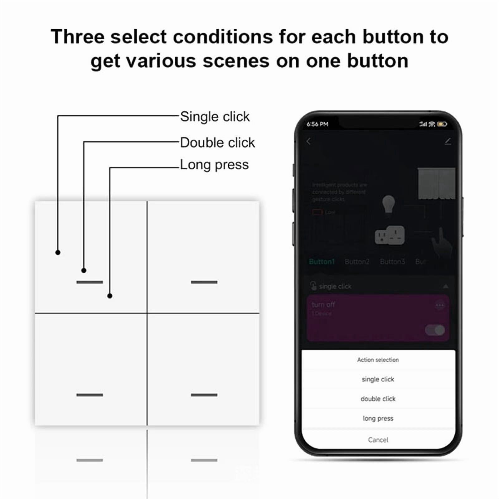 3X Tuya ZigBee Smart Scene Switch 4 Gang Smart Switch 12 Scene Switch Push Button Controller Supports Home Assistant