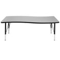 thumbnail image 6 of Flash Furniture Wren 26"W x 60"L Rectangular Wave Flexible Collaborative Grey Thermal Laminate Activity Table - Height Adjustable Short Legs, 6 of 11