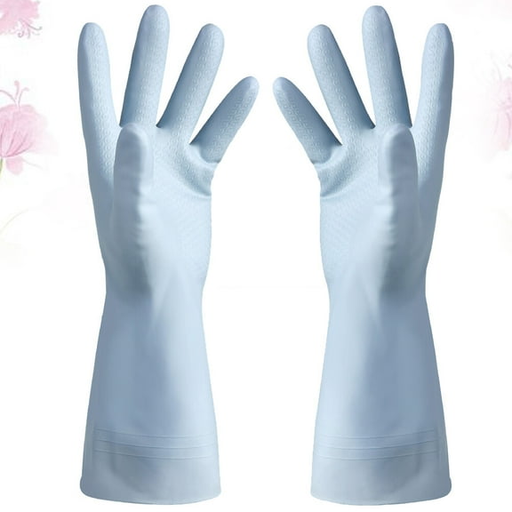 Raindrops 1Pair Blue Kitchen Cleaning Gloves Waterproof Protective Household Gloves