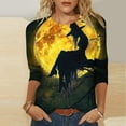 thumbnail image 2 of FAVIPT Halloween Witch Shirts for Women Casual Trendy Fall 2025 Blouses 3/4 Sleeve Round Neck Soft Tees Basic Retro Novelty withes Print Tops Yellow,XXXL, 2 of 5