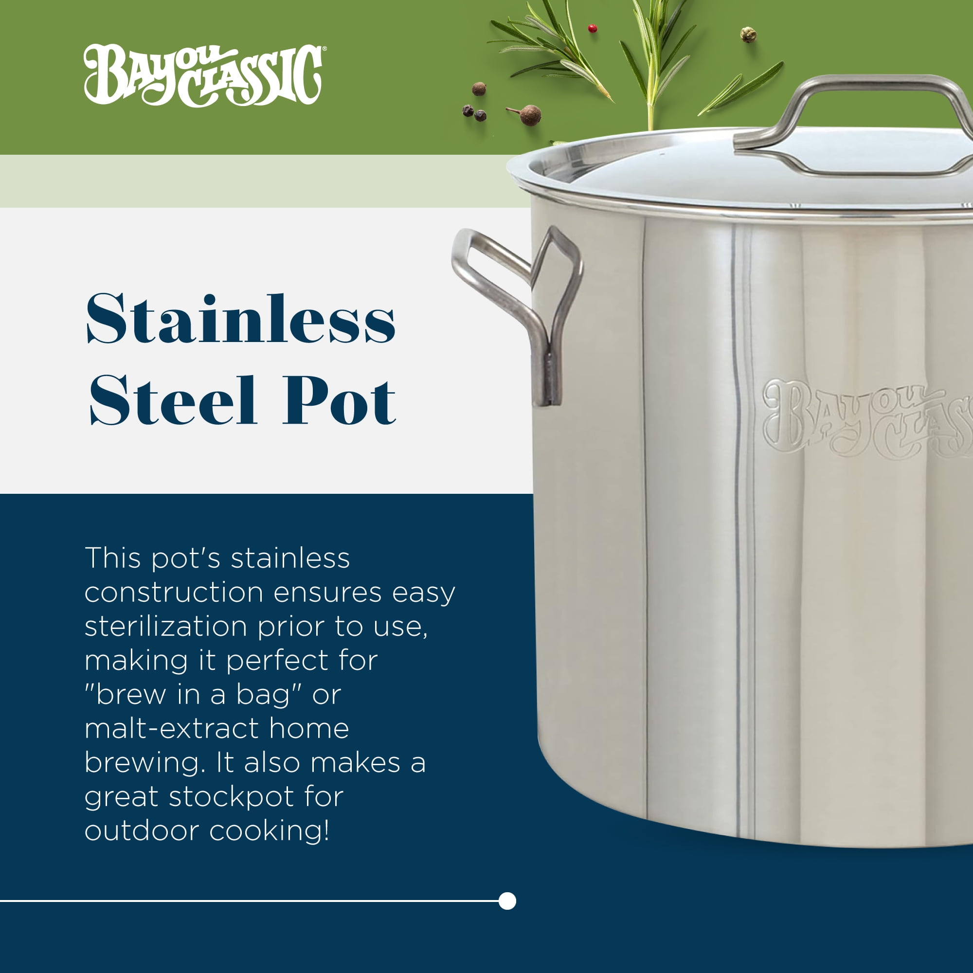 Stainless Steel Brew Kettle Stock Pot with Lid 30 qt for Brewing