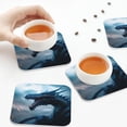 thumbnail image 7 of Pofeuu Blue Thunder Storm Dragon Print Leather Coasters Set of 6, Round Cups Mugs Mat Pad for Home Kitchen Heat Resistant Drink Coasters,Square, 7 of 7