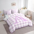 thumbnail image 2 of Catabedysis Purple ABC Print A 7pcs Queen Bedding,Personalized Monogrammed Gifts Bedding Comforter Set Queen,Colorful Stars Reversible For Girls, 2 of 7