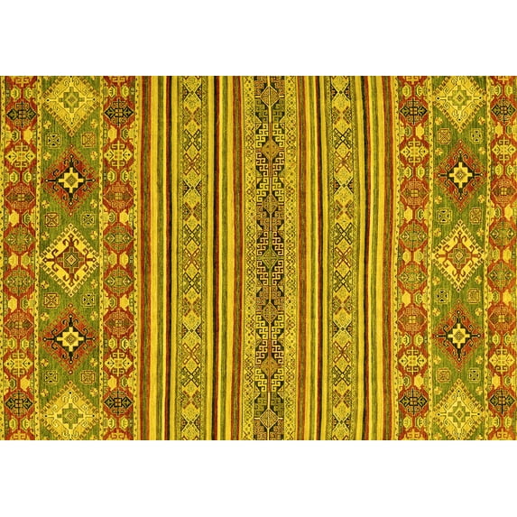 Ahgly Company Indoor Rectangle Abstract Yellow Modern Area Rugs, 2' x 3'
