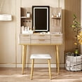 thumbnail image 1 of 4-Drawer Vanity Desk with LED Mirror & Stool, 1 of 7