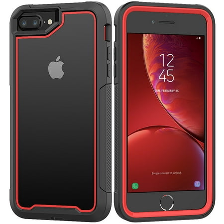 iPhone 7 Plus/ 8 PlusCase, Allytech Slim Clear Shock-Absorbing Lightweight Cover, Without Built-in-Screen Protector, 2 in 1 Shockproof Case for for iPhone 7 Plus/ IPhone 8 Plus, Red