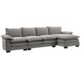 thumbnail image 1 of HOMCOM Canapé avec Chaise Longue, Canapé en Chenille en Forme de L, Gris, 1 of 10