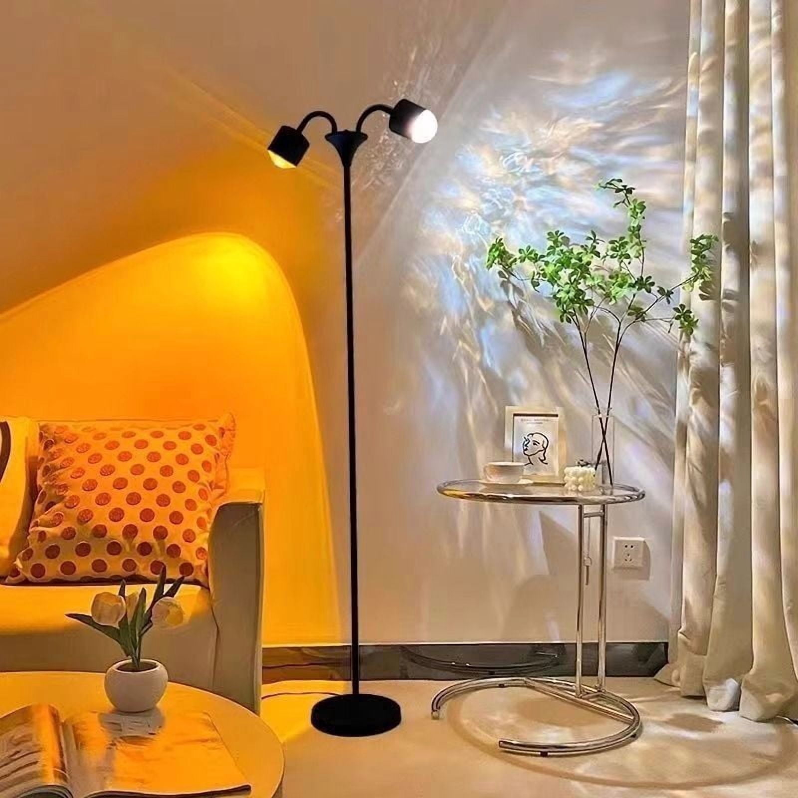 Keyinest Double-Head RGB Floor Lamp, Modern 360° Rotating Wave Projection Ambient Light with Remote Control for Living Room, Bedroom and Office
