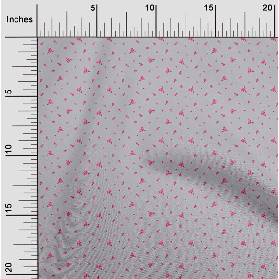 oneOone Organic Cotton Poplin Twill Fabric Blue & Peach Flower Floral Printed Fabric 1 Yard 42 Inch Wide