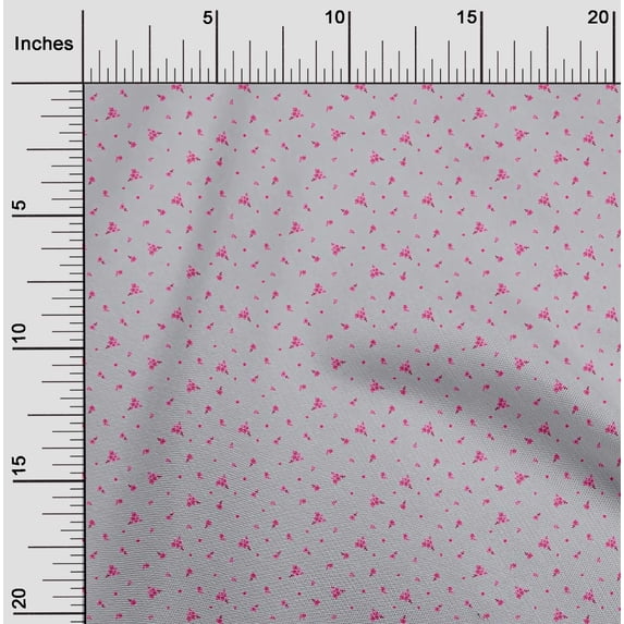 oneOone Organic Cotton Poplin Twill Fabric Blue & Peach Flower Floral Printed Fabric 1 Yard 42 Inch Wide