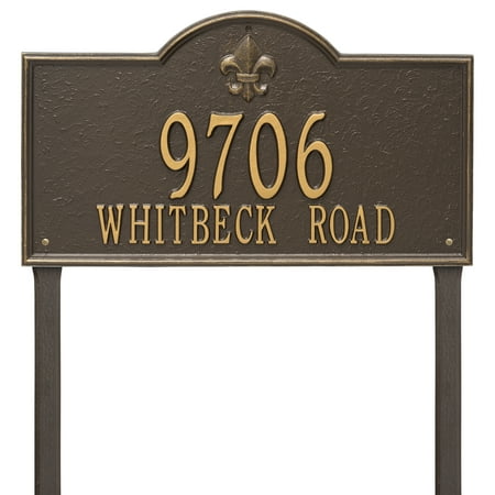 Whitehall Products 2848OG Estate Lawn Two LineBayou Vista Address Plaque, Bronze & Gold
