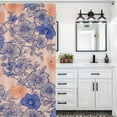 thumbnail image 5 of Peach Background Blue Orange Floral Print Shower Curtains - Bath Shower Curtain Set with 12 Hooks for Adults Kids Bathroom Decor Accessories, 5 of 7